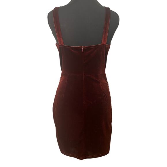 Burgundy Velvet Corset Style Mini Holiday Party Dress Sweetheart Neckline Med - Picture 2 of 9
